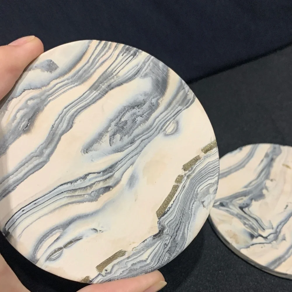 Clay Gold Glitter Marble Pattern Coasters Set of 4